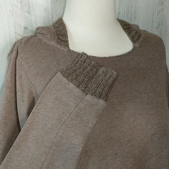 AEROPOSTALE Tan Hooded Cable Sweater Sweatshirt Medium - Picture 5 of 8